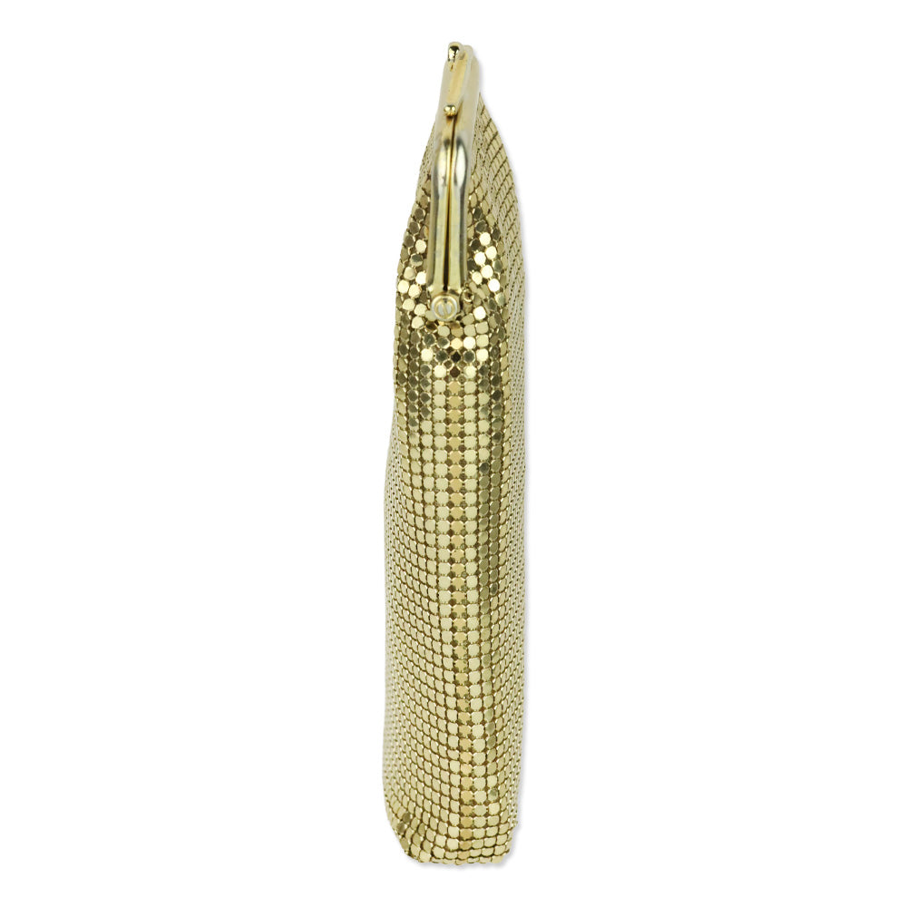 Whiting & Davis Gold Chainmail Mesh Long Kisslock Pouch