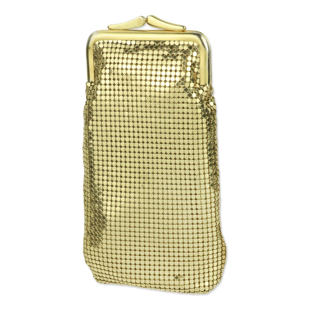 Whiting & Davis Gold Chainmail Mesh Long Kisslock Pouch