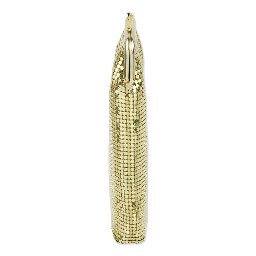 Whiting & Davis Gold Chainmail Mesh Long Kisslock Pouch