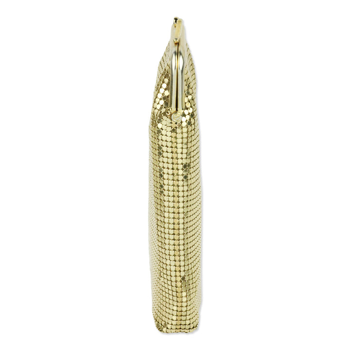 Whiting & Davis Gold Chainmail Mesh Long Kisslock Pouch