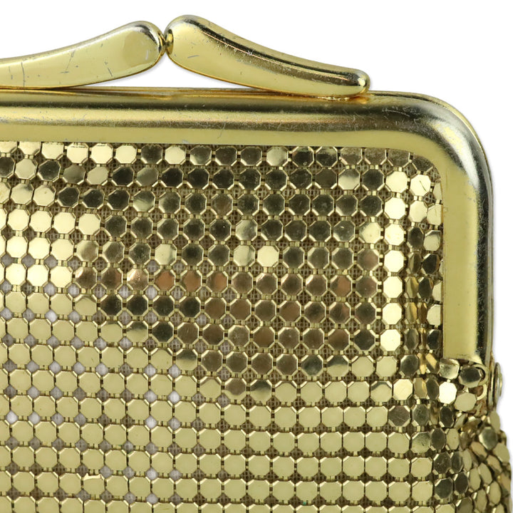 Whiting & Davis Gold Chainmail Mesh Long Kisslock Pouch