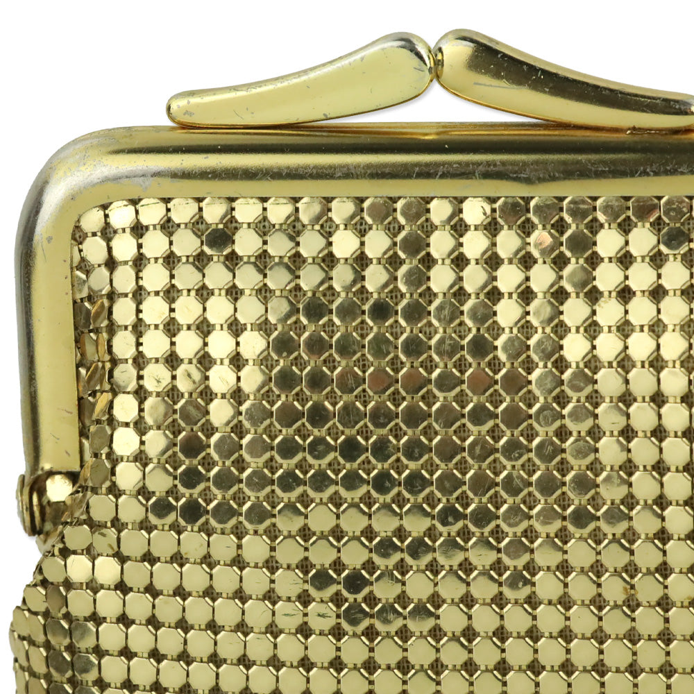Whiting & Davis Gold Chainmail Mesh Long Kisslock Pouch
