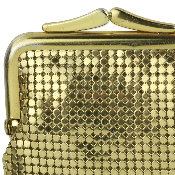 Whiting & Davis Gold Chainmail Mesh Long Kisslock Pouch