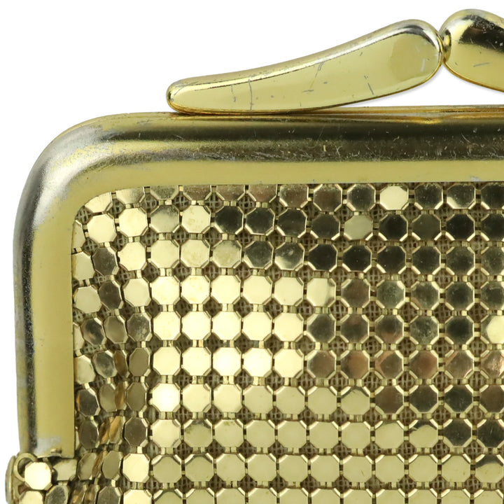 Whiting & Davis Gold Chainmail Mesh Long Kisslock Pouch
