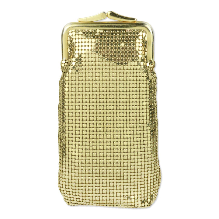 Whiting & Davis Gold Chainmail Mesh Long Kisslock Pouch