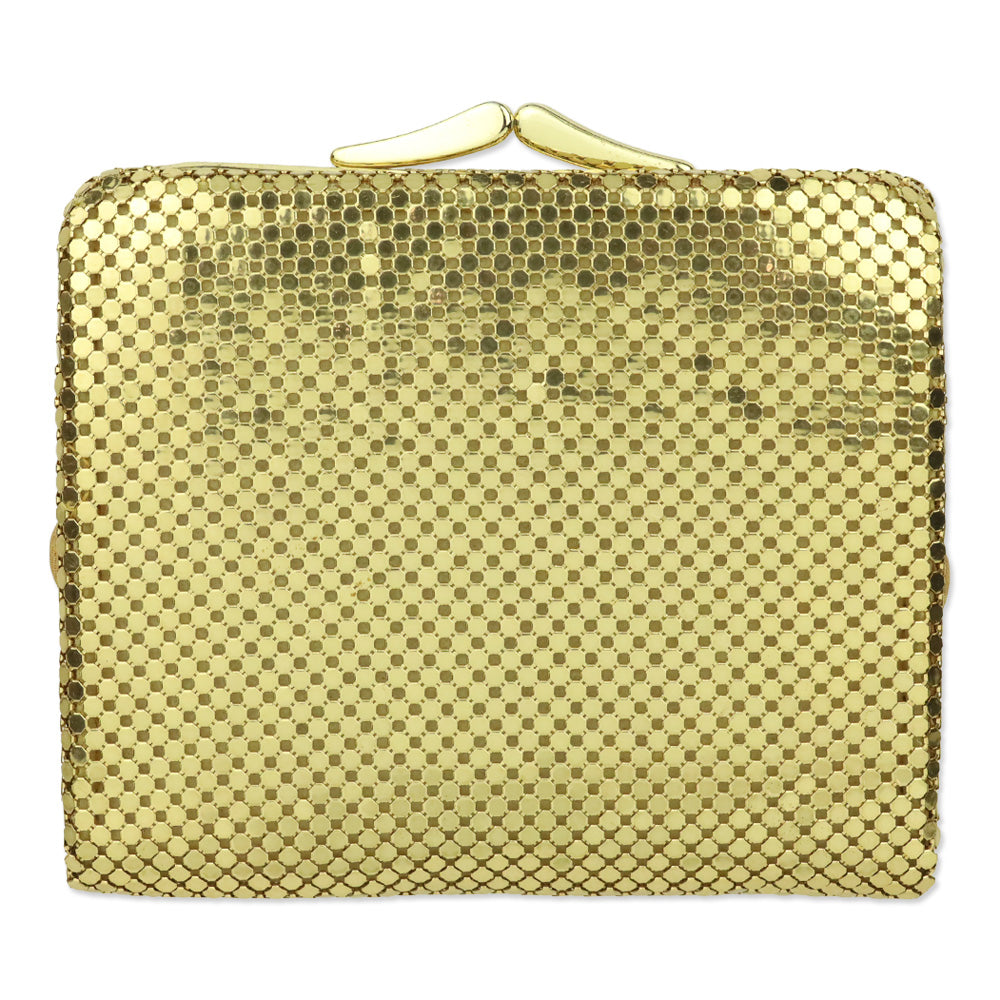 Whiting & Davis Gold Mesh Chainmail Kiss Lock Pouch Bi-fold Wallet