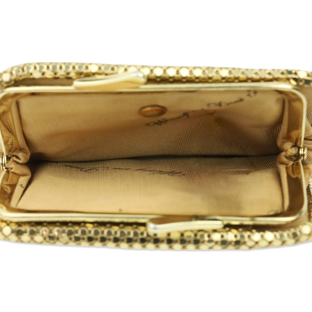 Whiting & Davis Gold Mesh Chainmail Kiss Lock Pouch Bi-fold Wallet