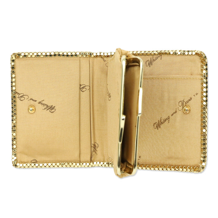 Whiting & Davis Gold Mesh Chainmail Kiss Lock Pouch Bi-fold Wallet