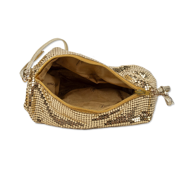 Whitting & Davis Gold Metal Mesh Crossbody