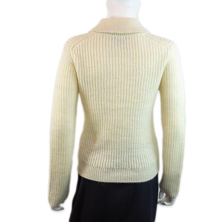 Rag & Bone Madix Cream Wool/Alpaca Blend Knit Polo Sweater