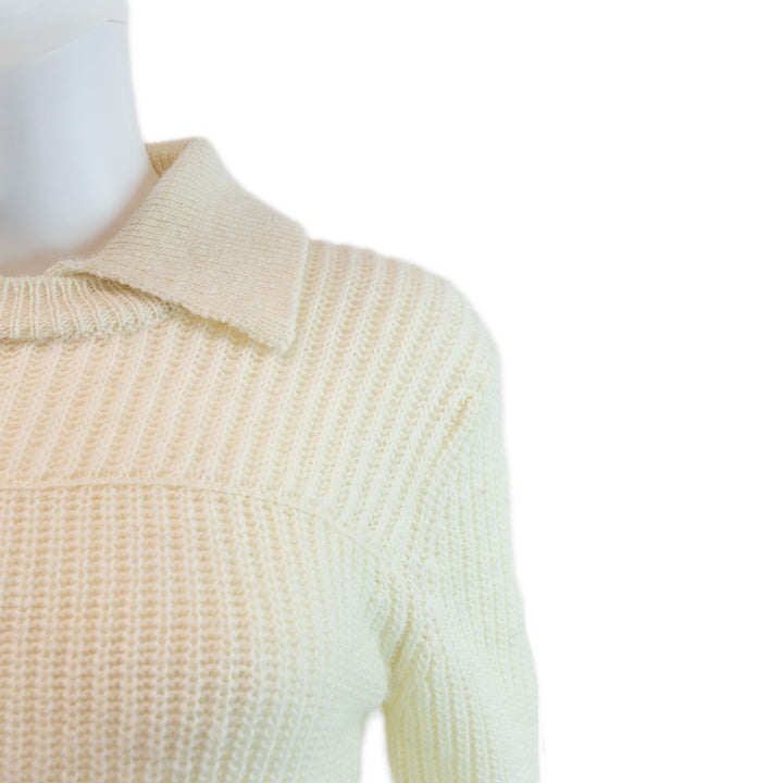 Rag & Bone Madix Cream Wool/Alpaca Blend Knit Polo Sweater