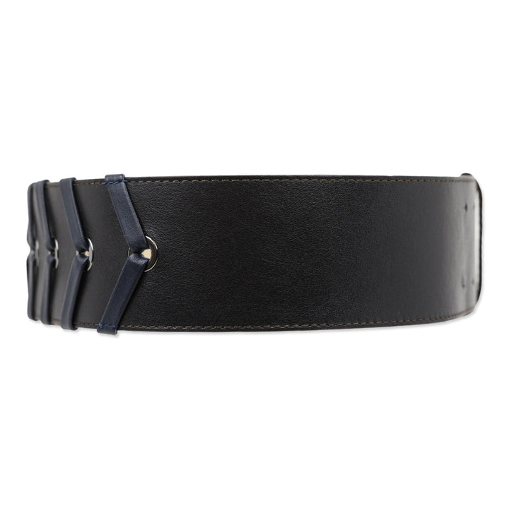 Worth New York Carob Navy Whipstitch Belt