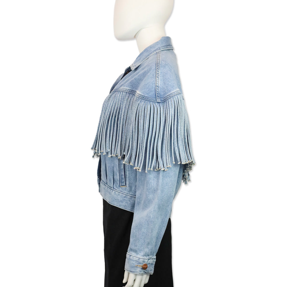 Wrangler Light Denim Throwback Fringe Jacket