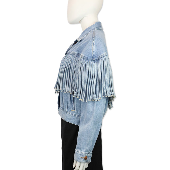 Wrangler Light Denim Throwback Fringe Jacket