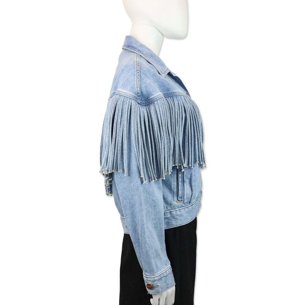 Wrangler Light Denim Throwback Fringe Jacket