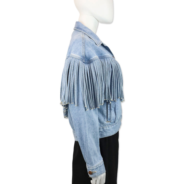 Wrangler Light Denim Throwback Fringe Jacket