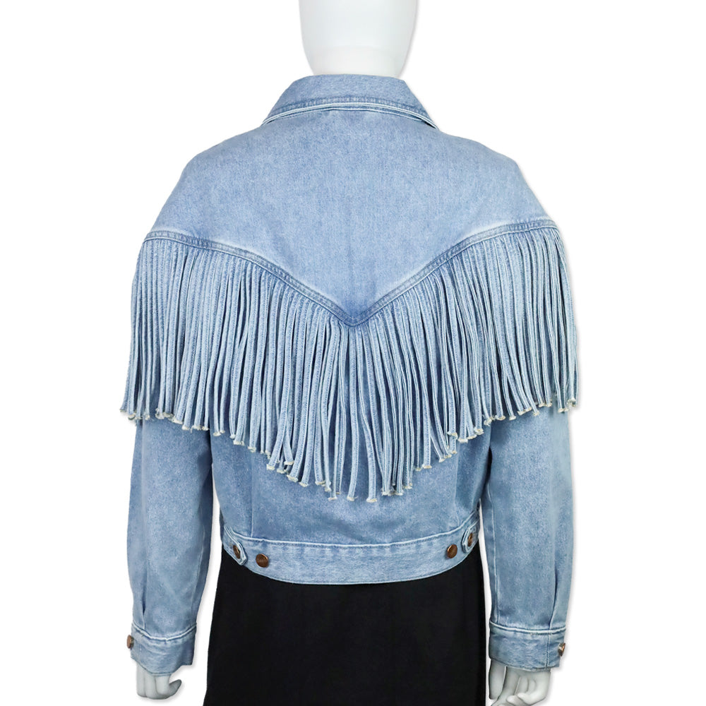 Wrangler Light Denim Throwback Fringe Jacket
