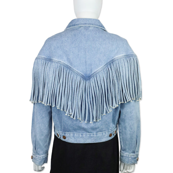 Wrangler Light Denim Throwback Fringe Jacket
