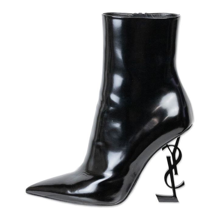 Saint Laurent Black Patent Leather Opyum Ankle Booties