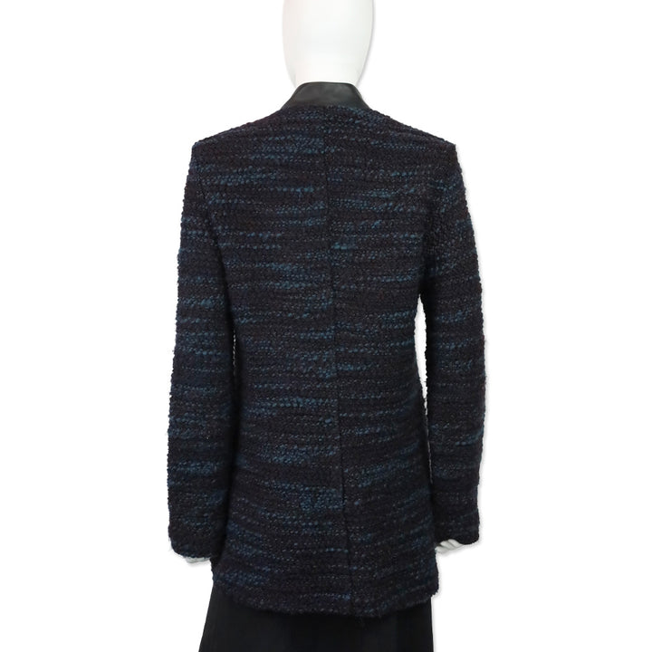 Yigal Azrouel Blue Multi Chunky Knit Asymmetrical Zip Jacket