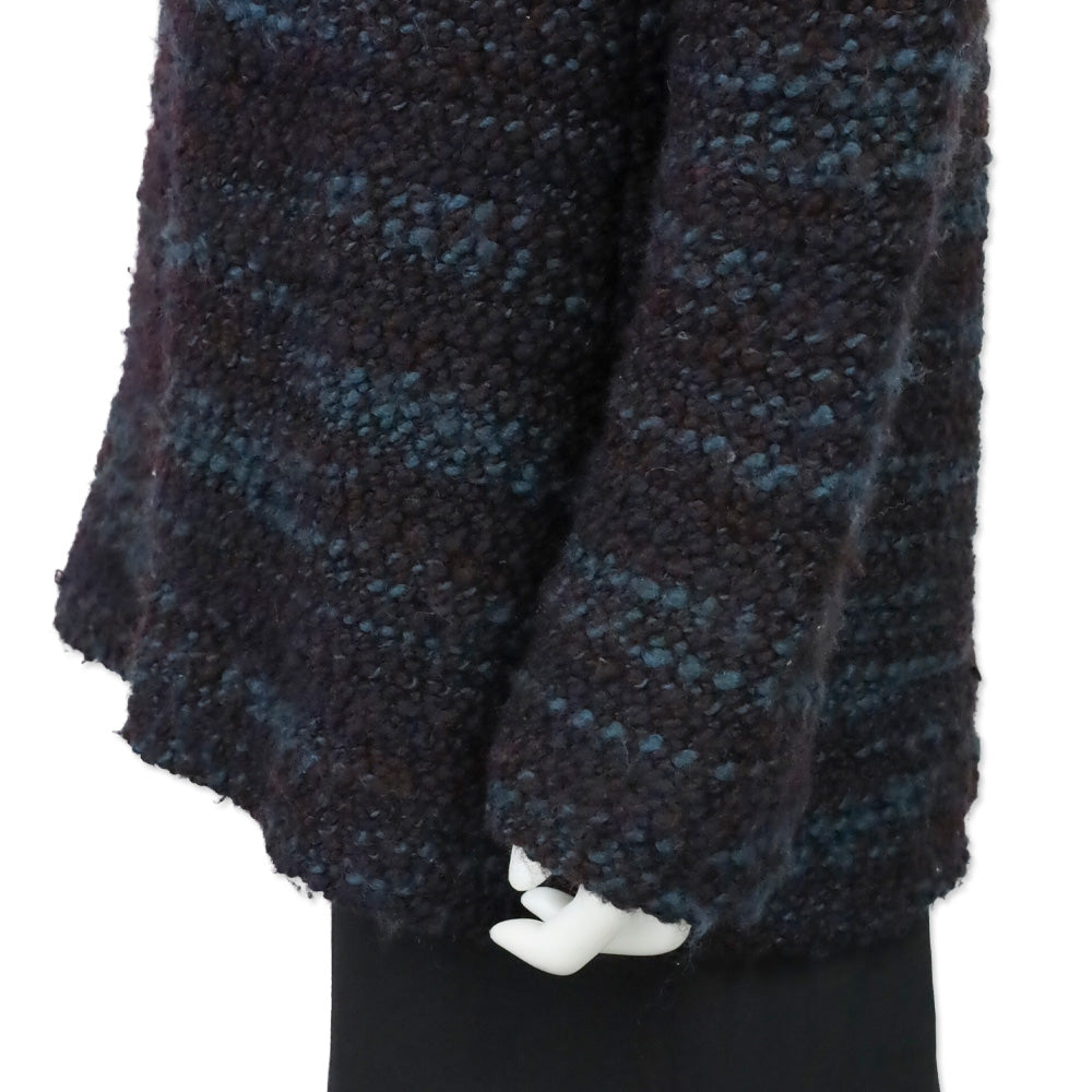 Yigal Azrouel Blue Multi Chunky Knit Asymmetrical Zip Jacket