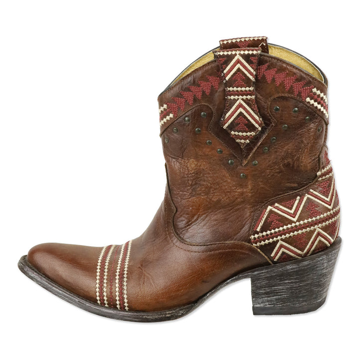 Yippee Ki Yay by Old Gringo Alexa Distressed Brown Leather Embroidered Ankle Boots