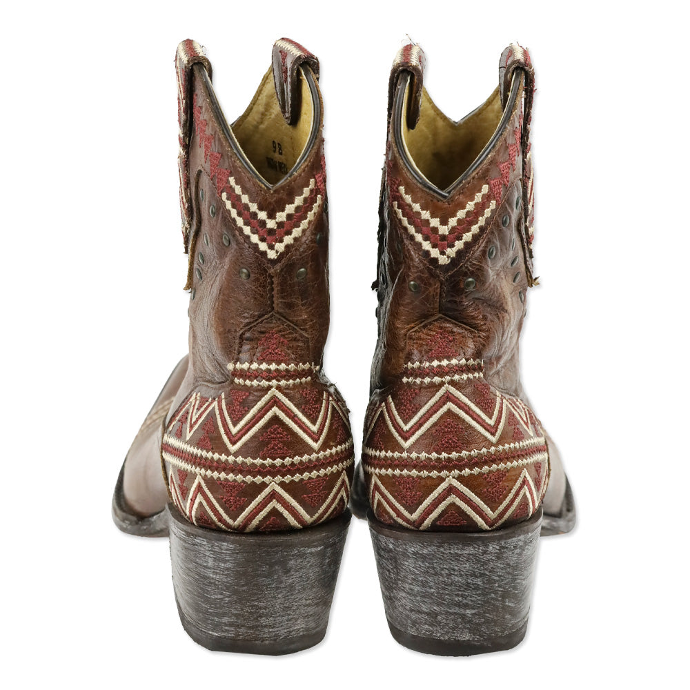 Yippee Ki Yay by Old Gringo Alexa Distressed Brown Leather Embroidered Ankle Boots