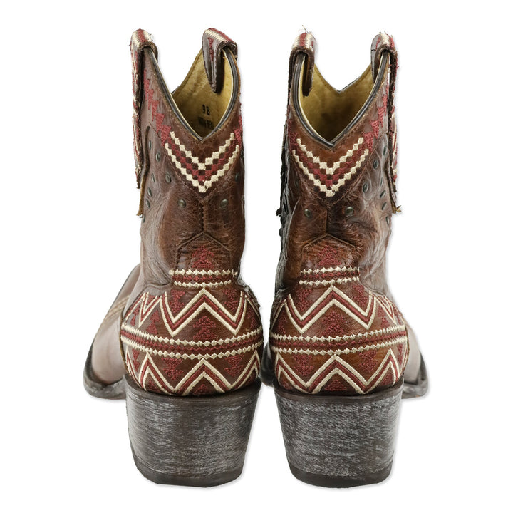 Yippee Ki Yay by Old Gringo Alexa Distressed Brown Leather Embroidered Ankle Boots