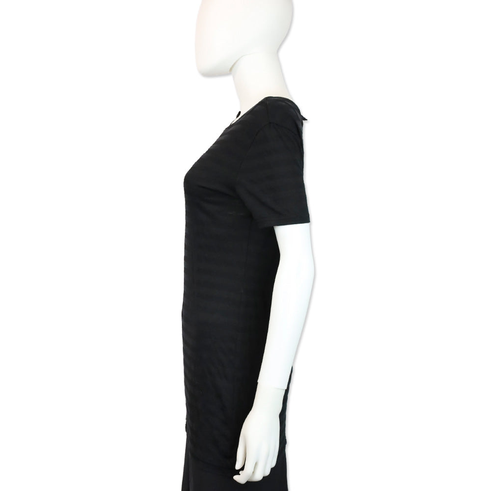 Yohji Yamamoto Black Striped Asymmetric Distressed Long Shirt