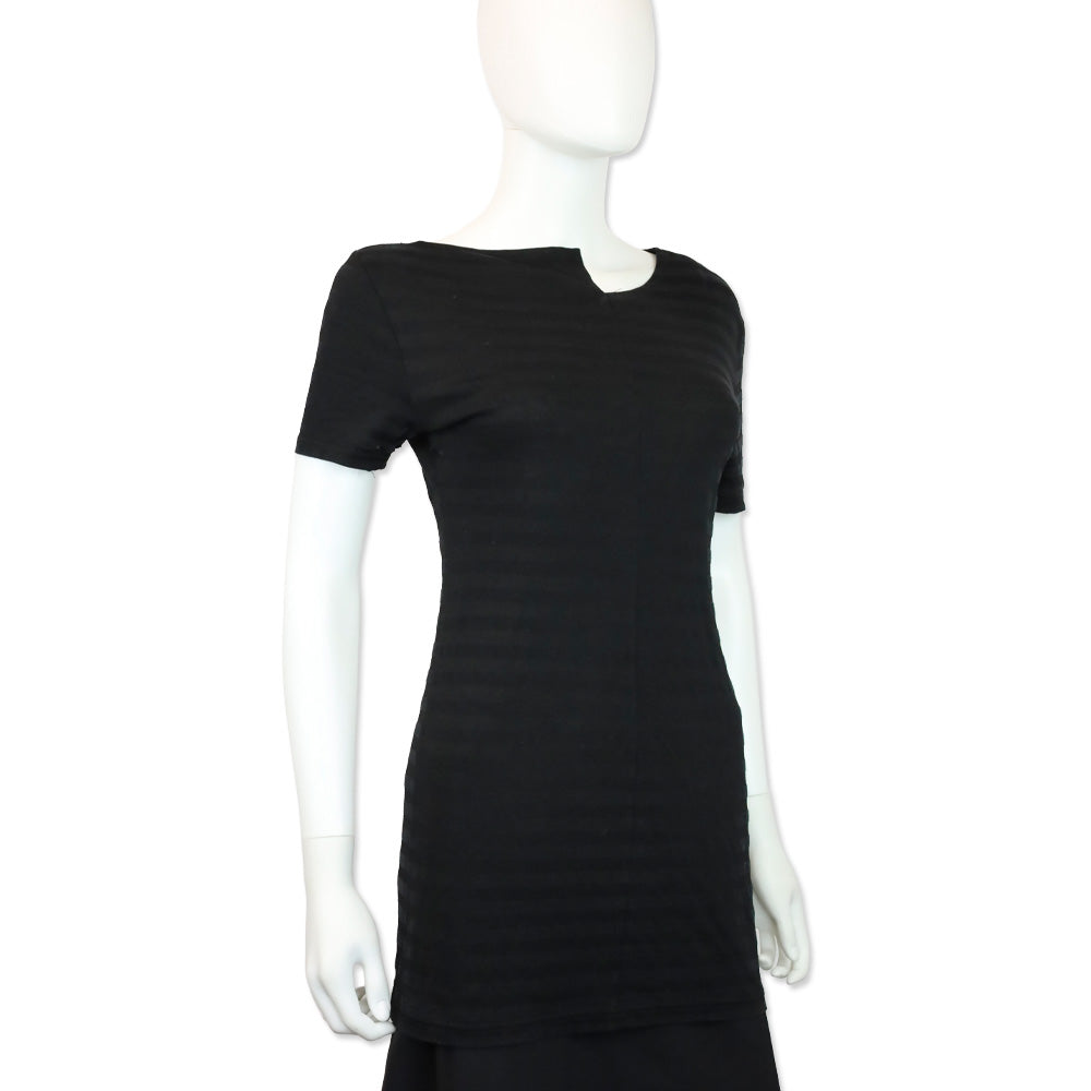 Yohji Yamamoto Black Striped Asymmetric Distressed Long Shirt