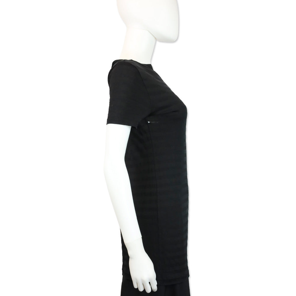 Yohji Yamamoto Black Striped Asymmetric Distressed Long Shirt