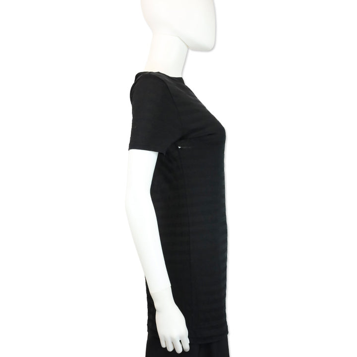 Yohji Yamamoto Black Striped Asymmetric Distressed Long Shirt