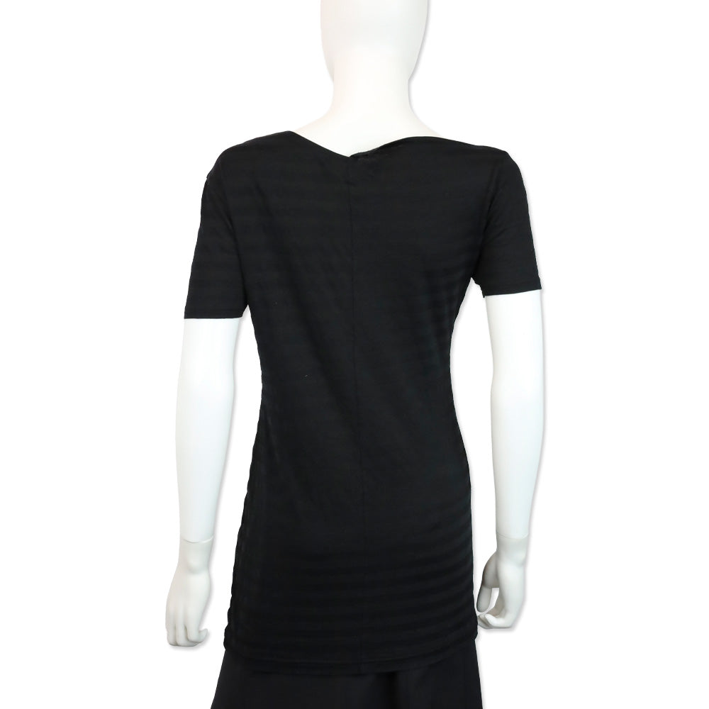 Yohji Yamamoto Black Striped Asymmetric Distressed Long Shirt