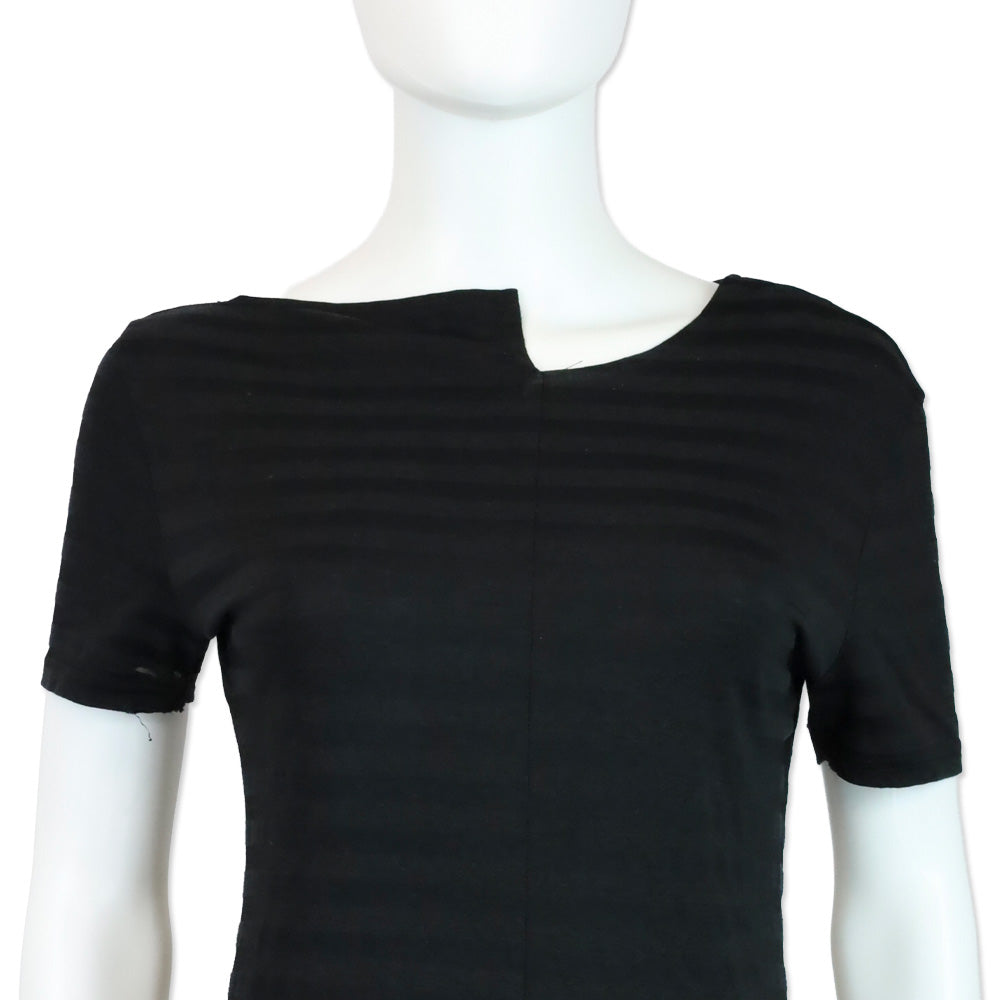 Yohji Yamamoto Black Striped Asymmetric Distressed Long Shirt