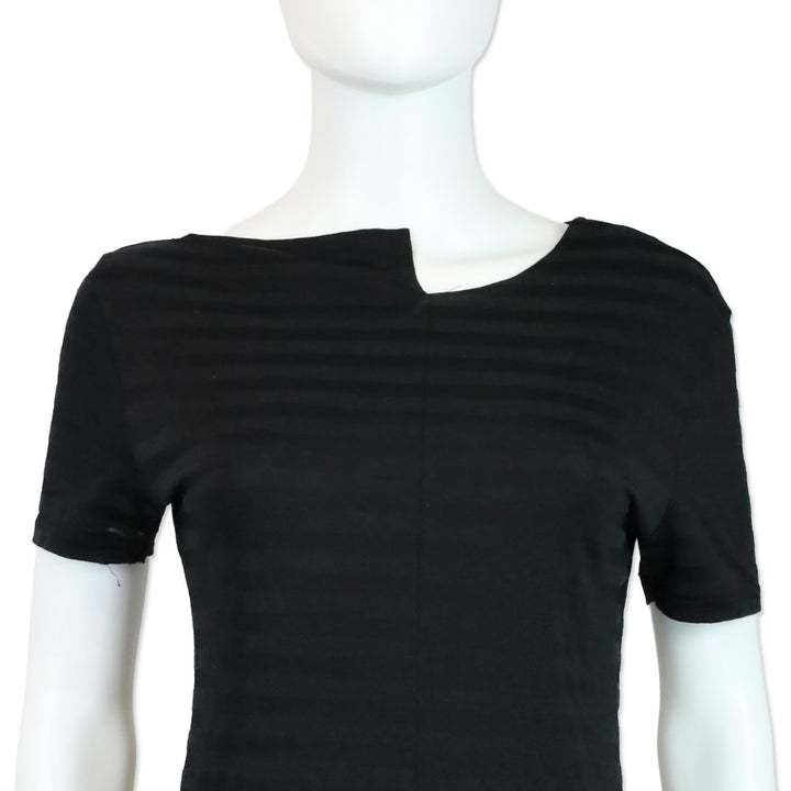 Yohji Yamamoto Black Striped Asymmetric Distressed Long Shirt