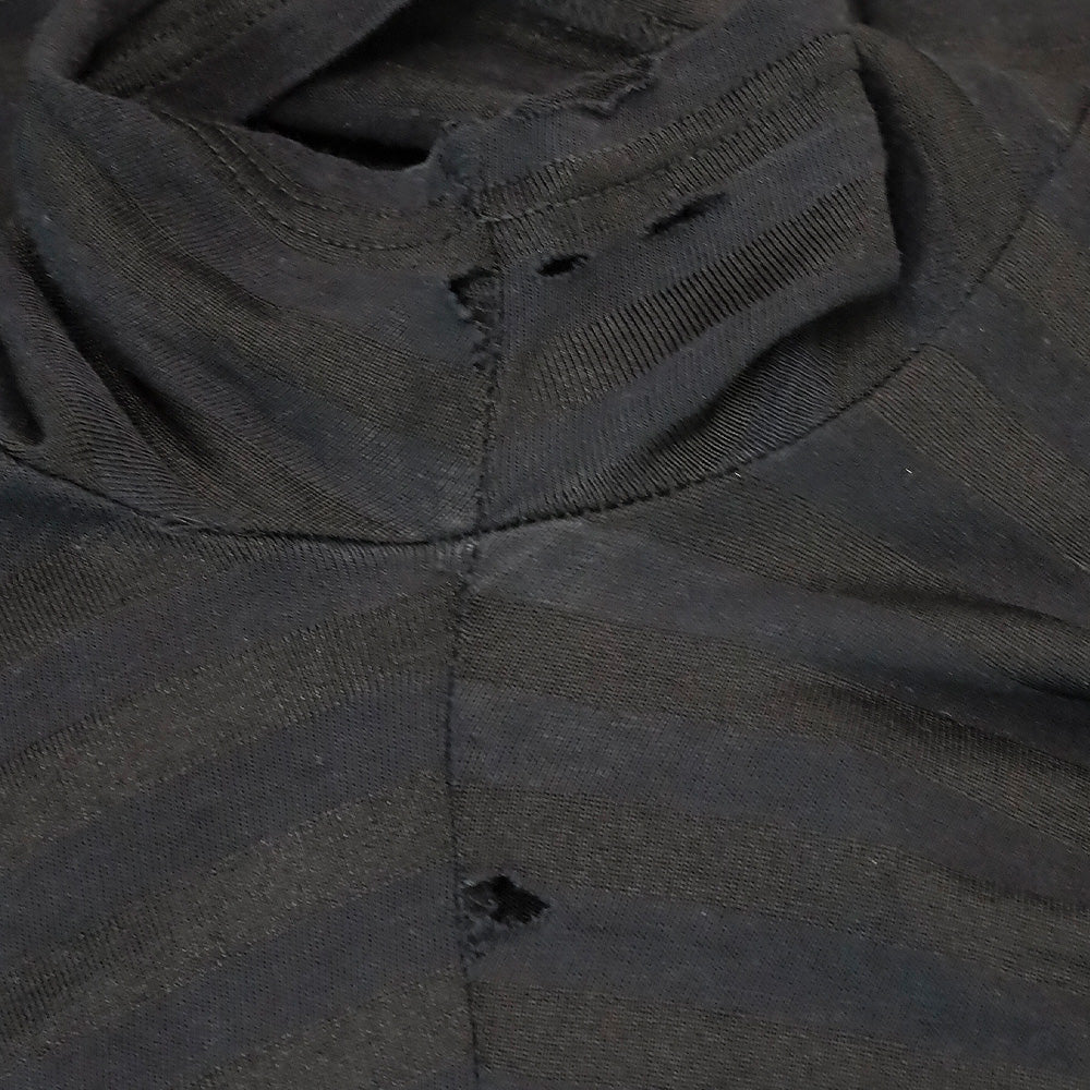 Yohji Yamamoto Black Striped Asymmetric Distressed Long Shirt
