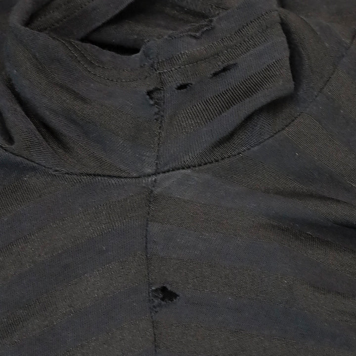 Yohji Yamamoto Black Striped Asymmetric Distressed Long Shirt