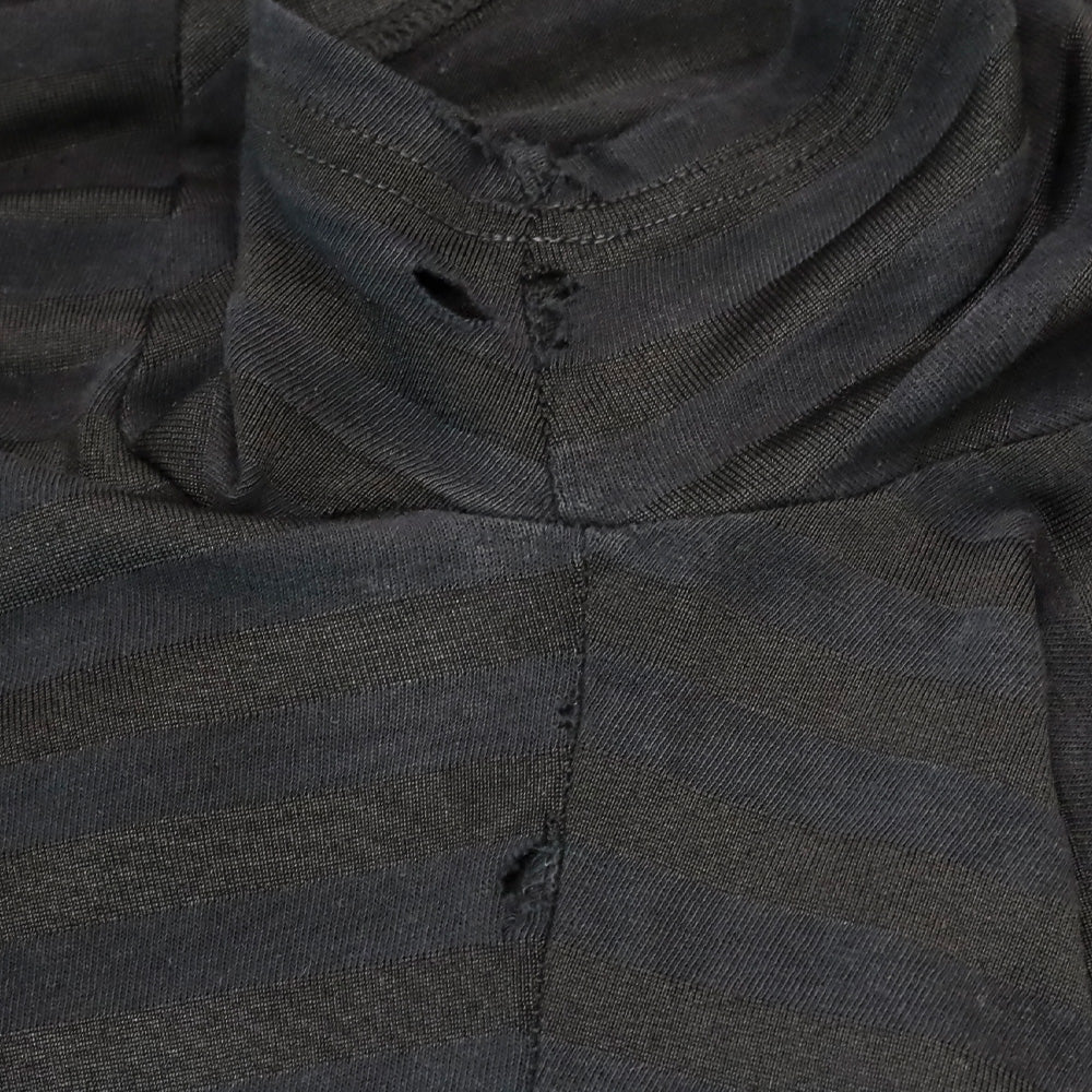 Yohji Yamamoto Black Striped Asymmetric Distressed Long Shirt
