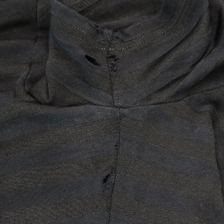 Yohji Yamamoto Black Striped Asymmetric Distressed Long Shirt