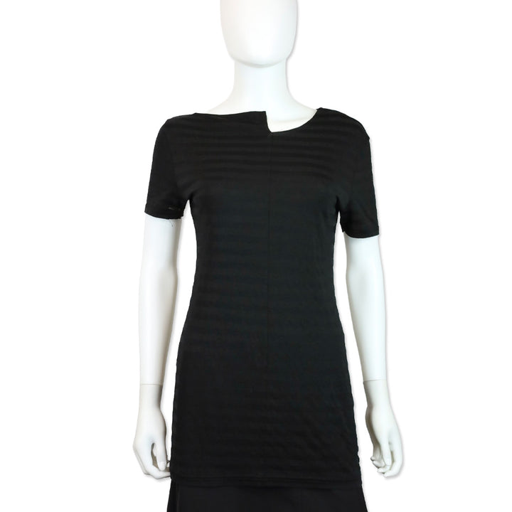 Yohji Yamamoto Black Striped Asymmetric Distressed Long Shirt