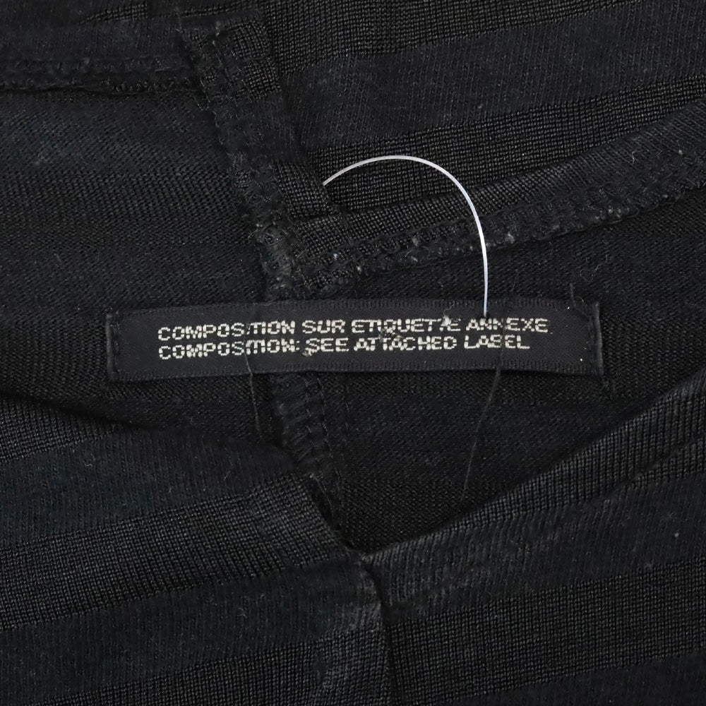 Yohji Yamamoto Black Striped Asymmetric Distressed Long Shirt