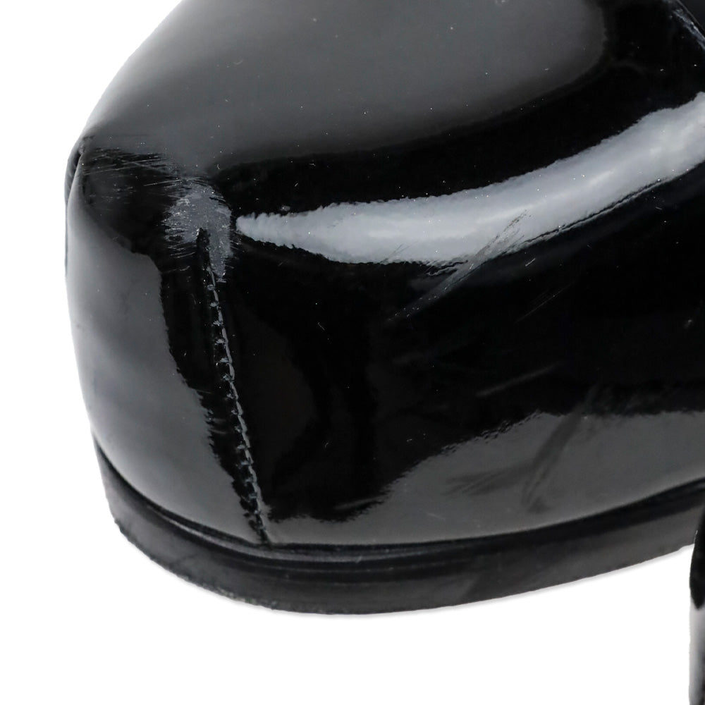 Yves Saint Lauren Black Suede and Patent Leather Cap-Toe Tribtoo 80 Pumps
