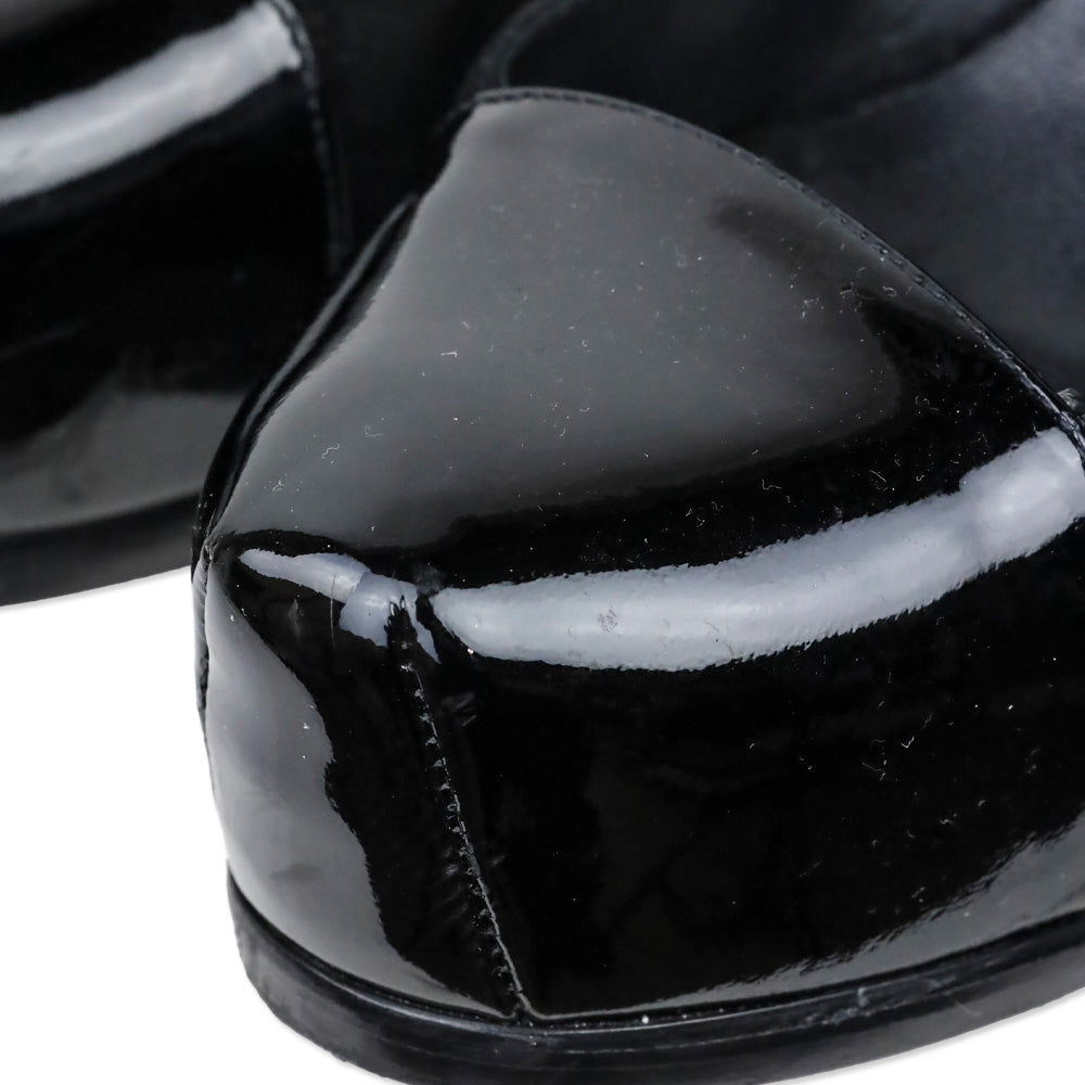 Yves Saint Lauren Black Suede and Patent Leather Cap-Toe Tribtoo 80 Pumps