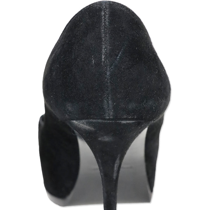 Yves Saint Lauren Black Suede and Patent Leather Cap-Toe Tribtoo 80 Pumps