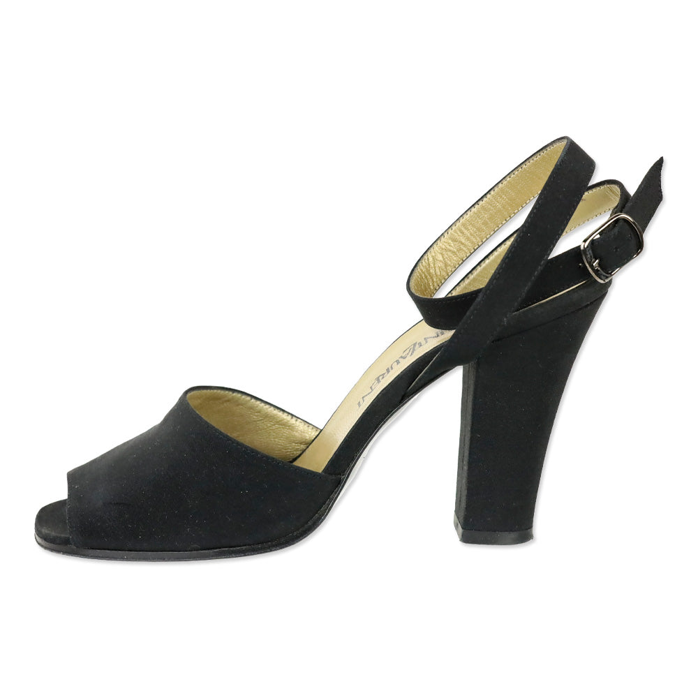 Yves Saint Laurent Black Ankle Wrap Sandal