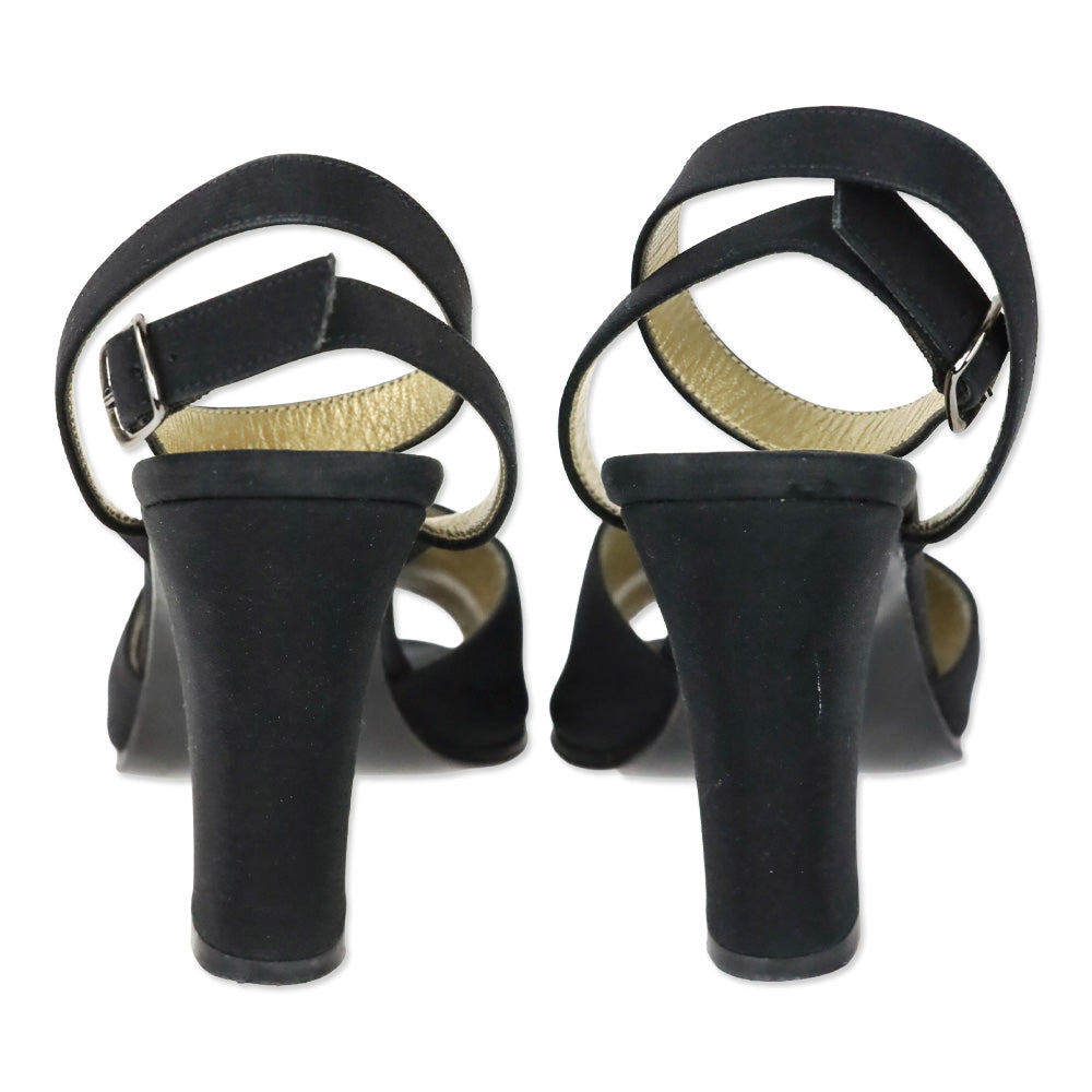Yves Saint Laurent Black Ankle Wrap Sandal