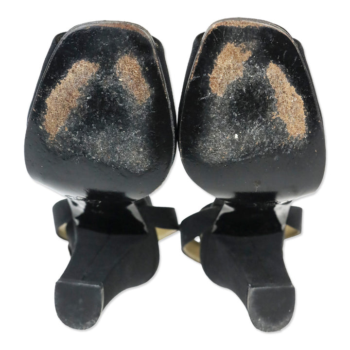 Yves Saint Laurent Black Ankle Wrap Sandal