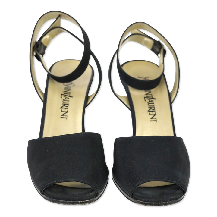 Yves Saint Laurent Black Ankle Wrap Sandal