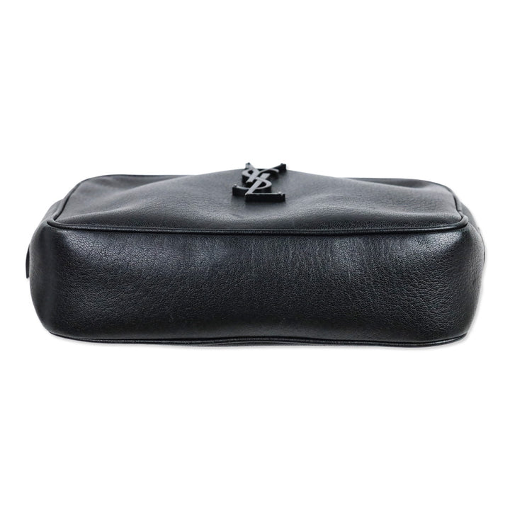 Yves Saint Laurent Black Lambskin Logo Lou Camera Bag with Tassel