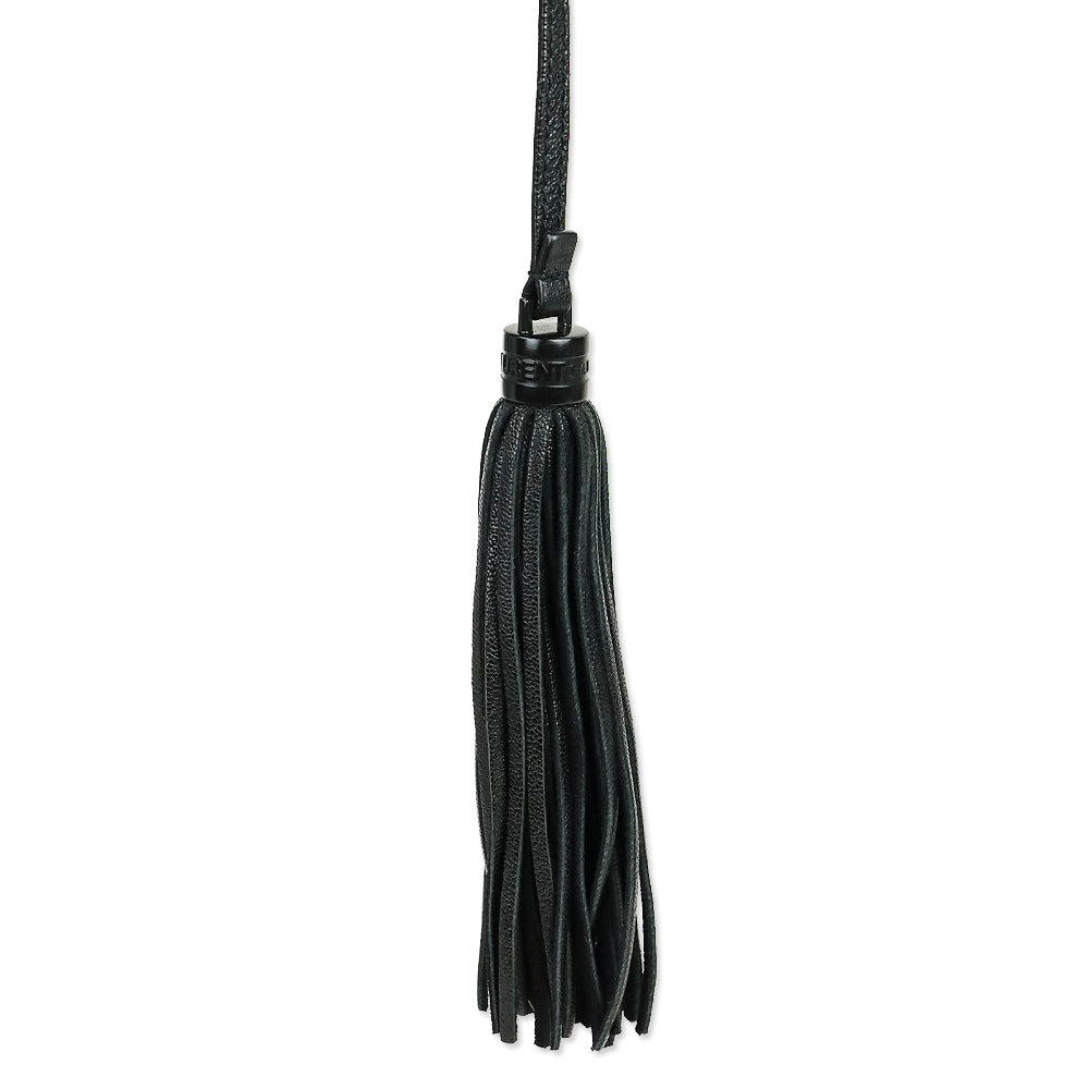 Yves Saint Laurent Black Lambskin Logo Lou Camera Bag with Tassel